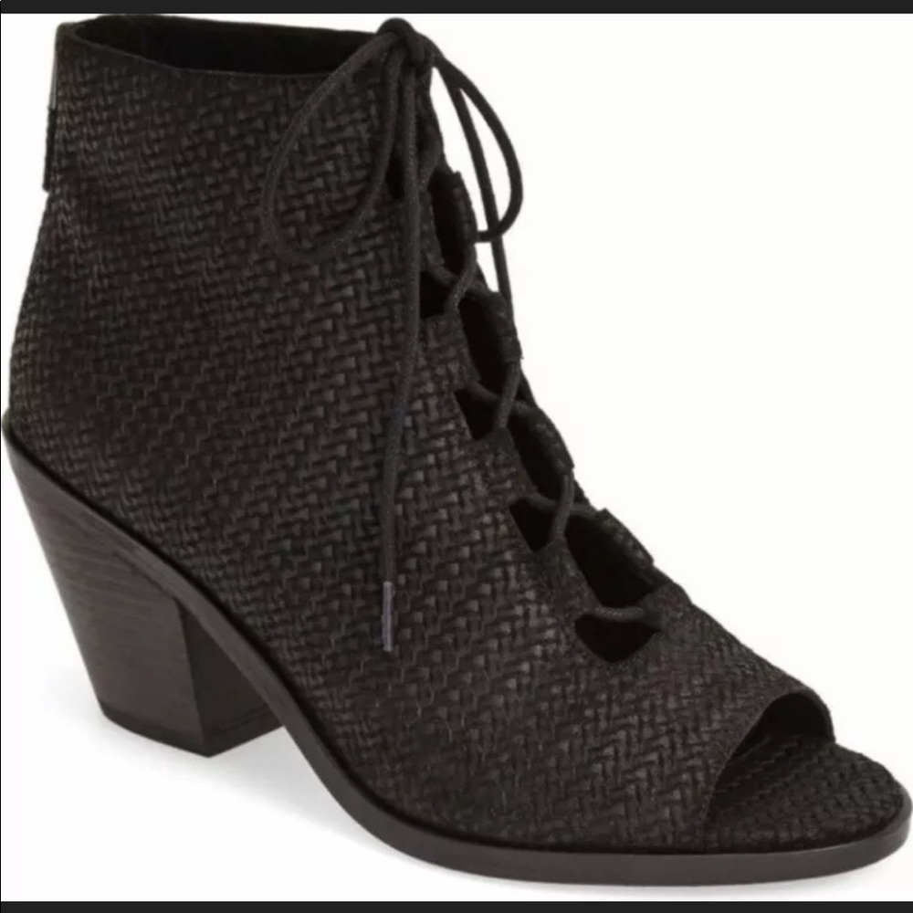 Eileen Fisher Basket Weave Suede Leather Booties